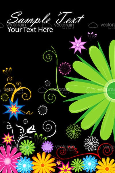 Abstract Floral Background in Shocking Colours with Sample Text